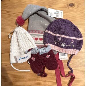 6 months Jacadi winter bundle hats mittens girls NWT JW